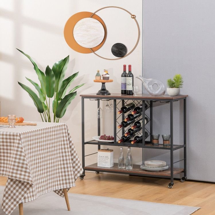 8 bottle rack and 12 glasses hanger 3 tier wine bar cabinet
