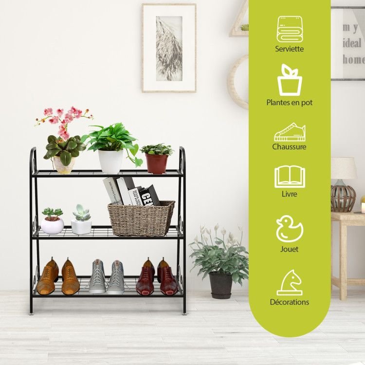 3 tier metal plant stand shelf display rack for shoes flowers and pot multifunctional home décor