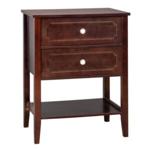 2 drawer wood nightstand end side table for bedroom & living room