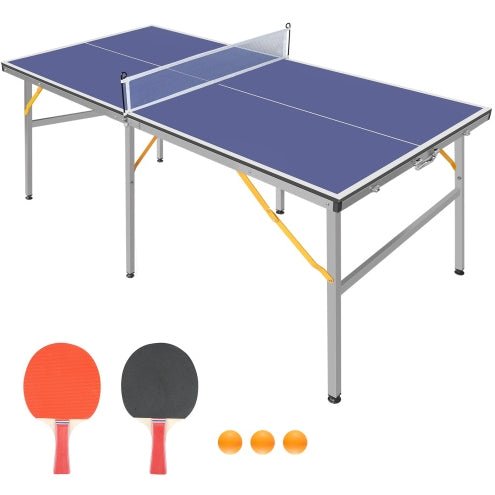 6ft mid size foldable portable table tennis table set for indoor outdoor games with 2 paddles and 3 balls fcj ping pong net