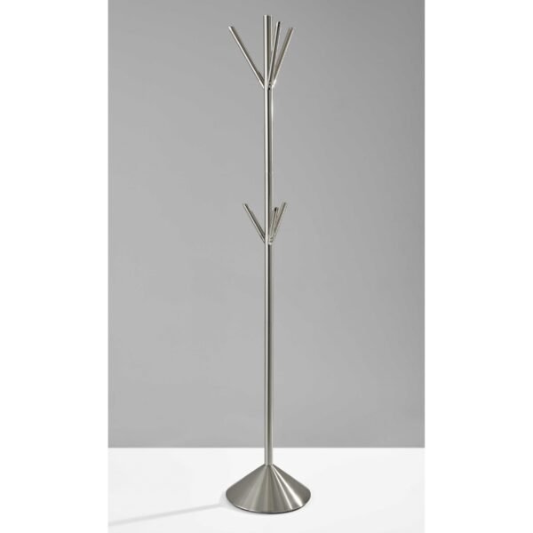 hms 12" x 68" brushed steel pyramid coat rack stylish coat hanger for home or office