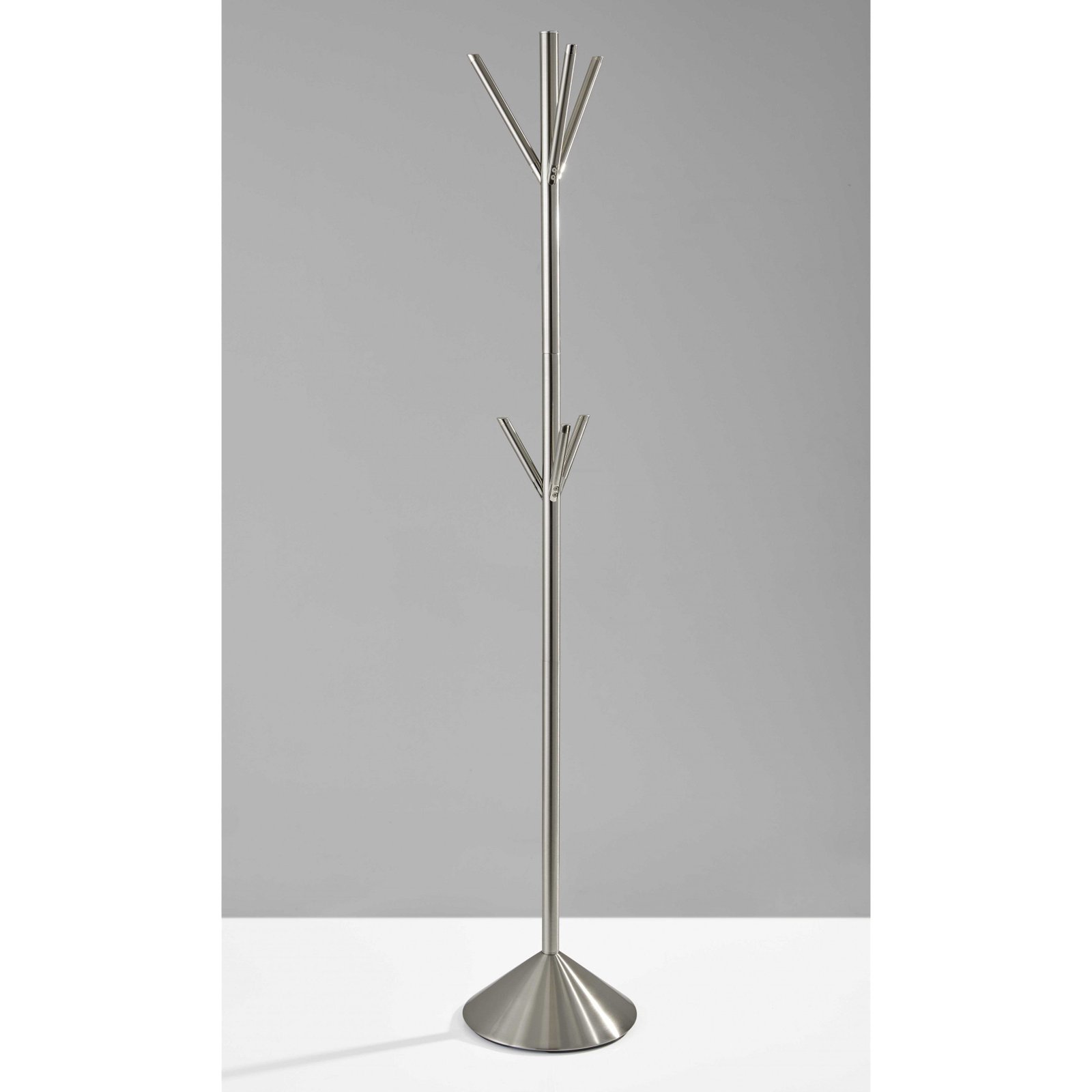 hms 12" x 68" brushed steel pyramid coat rack stylish coat hanger for home or office