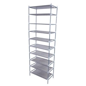 10 tiers non woven fabric gray shoe rack simple assembly