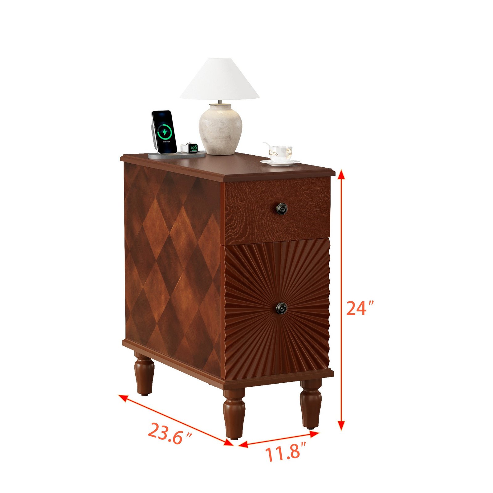 2 drawer modern sofa side table slim nightstand for living room and bedroom home furniture