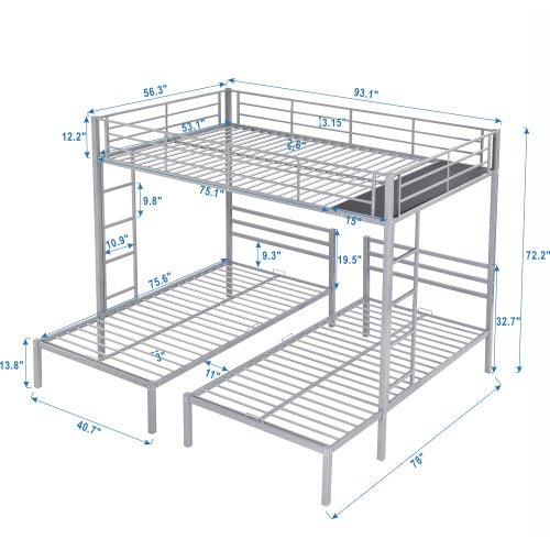 fcj full over twin modern design foldable bunk bed with built in shelf for bedroom living room hotel warehouse double size