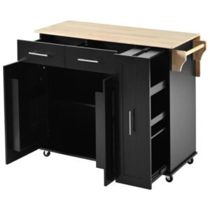 black kitchen island drop leaf 3 tier pull cabinet organizer internal storage rack rolling kitchen cart 2 drawers towel rack