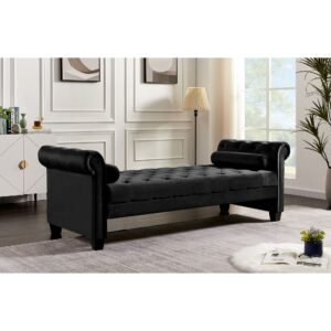 2038 large rectangular black sofa stool elegant ottoman for comfort & style