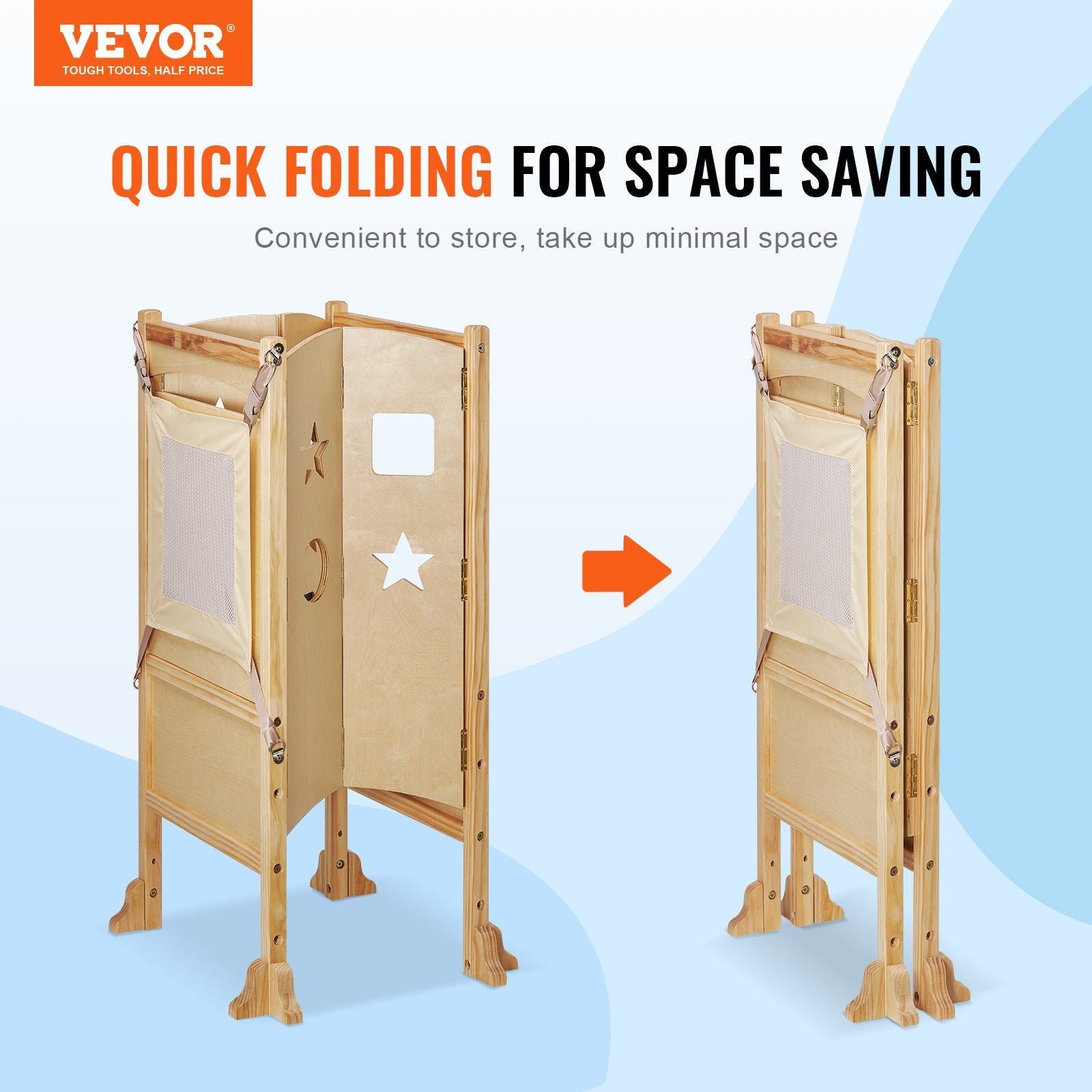 3 level adjustable height solid wood tower step stool foldable toddler stool safety net for kids' learning kitchen bedroom