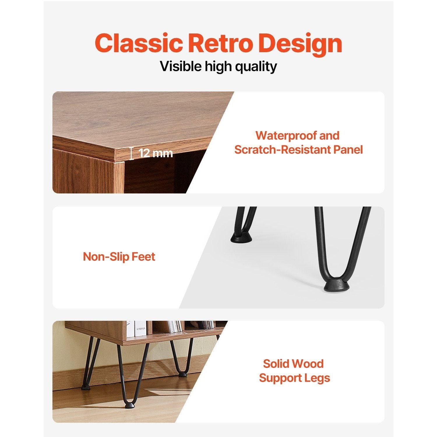 3 tier metal vinyl record player stand brown nightstand up to 150 albums