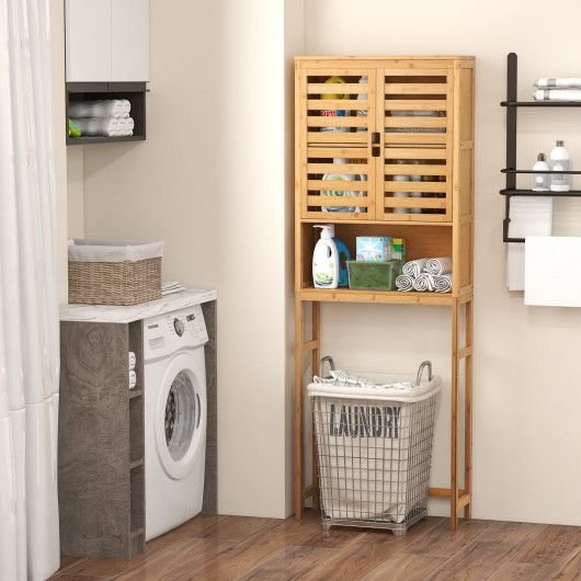 adjustable bamboo over the toilet storage cabinet bathroom furniture with stylish design
