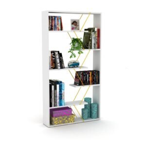 furnish home store wood frame etagere open back 6 shelves bookcase industrial bookshelf, bookcases large bookshelf organizer