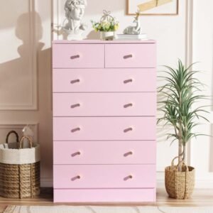 modern simple pink 7 drawer dresser