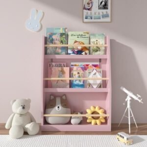 3 tier pink kids bookshelf rack organizes bedrooms playrooms classrooms for storing books
