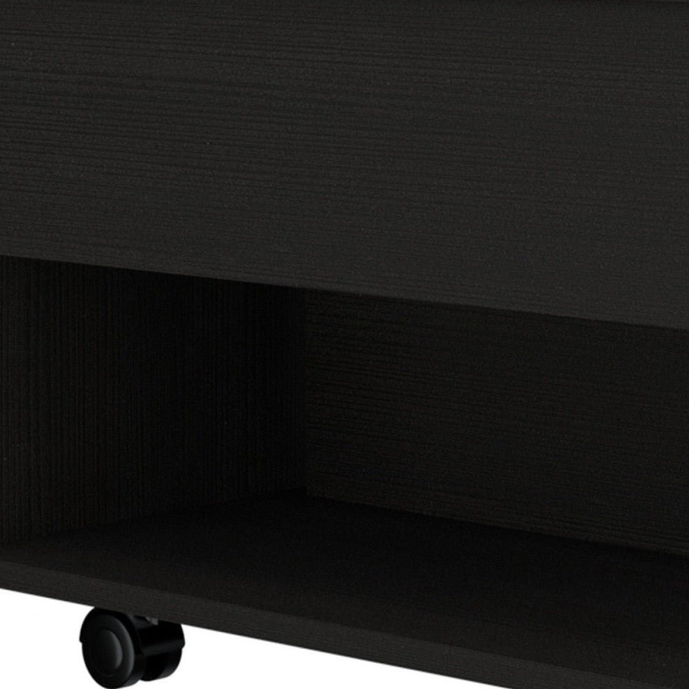 22" black manufactured wood rectangular lift top coffee table with drawer hms design