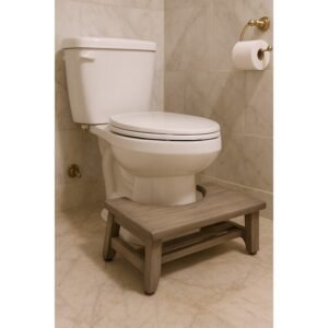 8" gray solid teak bathroom toilet stool hms model
