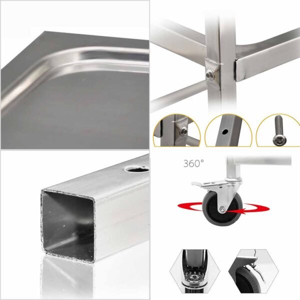 2x 2 tier 86x54x94cm stainless steel large round food cart trolley kitchen islands & carts utility