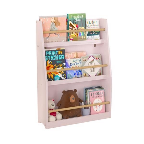 3 tier pink kids bookshelf rack organizes bedrooms playrooms classrooms for storing books