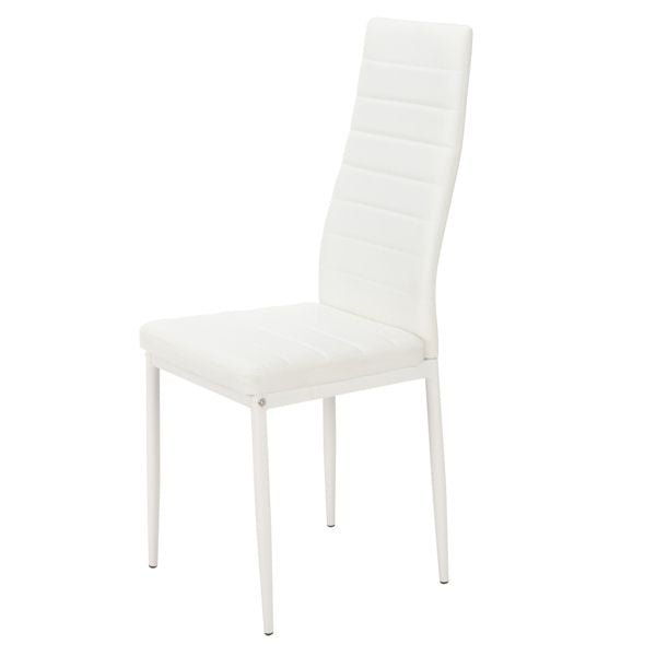 4pcs elegant white dining chairs with high backrest assembled stripping texture alternate code 86358020