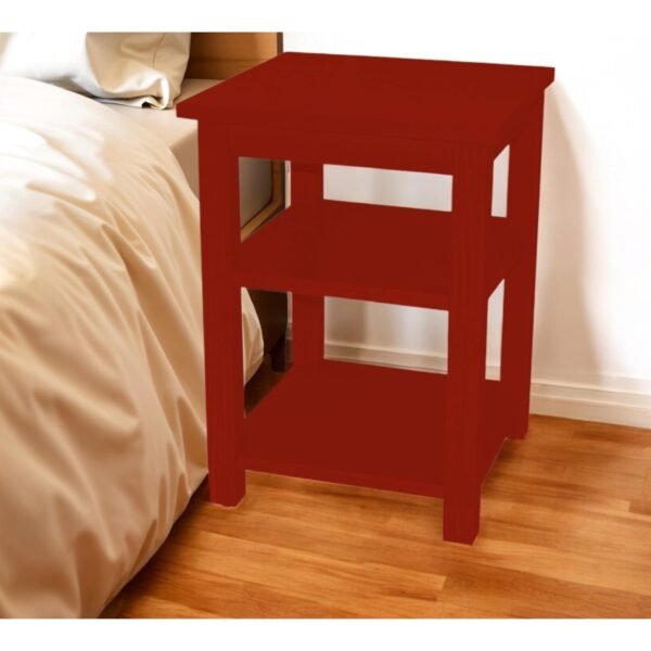 28" red solid wood nightstand wireless charging luxury antique modern design for apartment hospital bedroom bedside cabinet