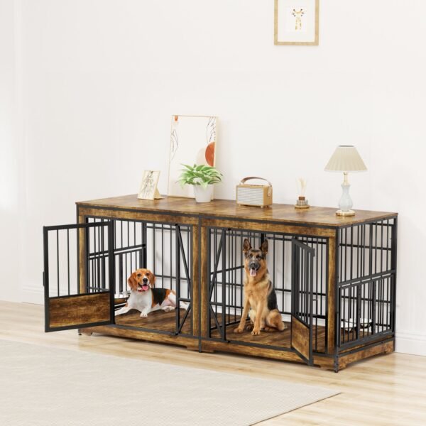 48 inch dog cage furniture, large dog kennel indoor with 2 adjustable bowls