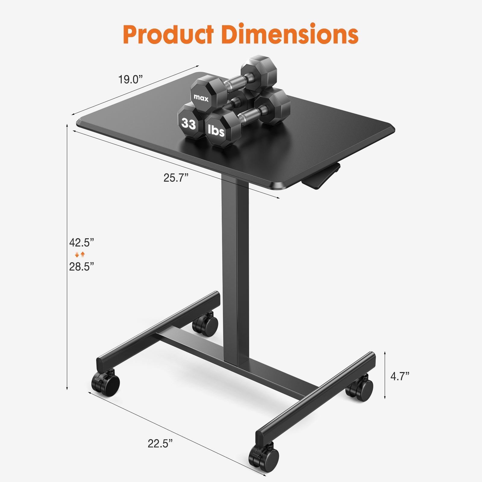 fcj adjustable rolling laptop computer cart for home office or classroom practical overbed table