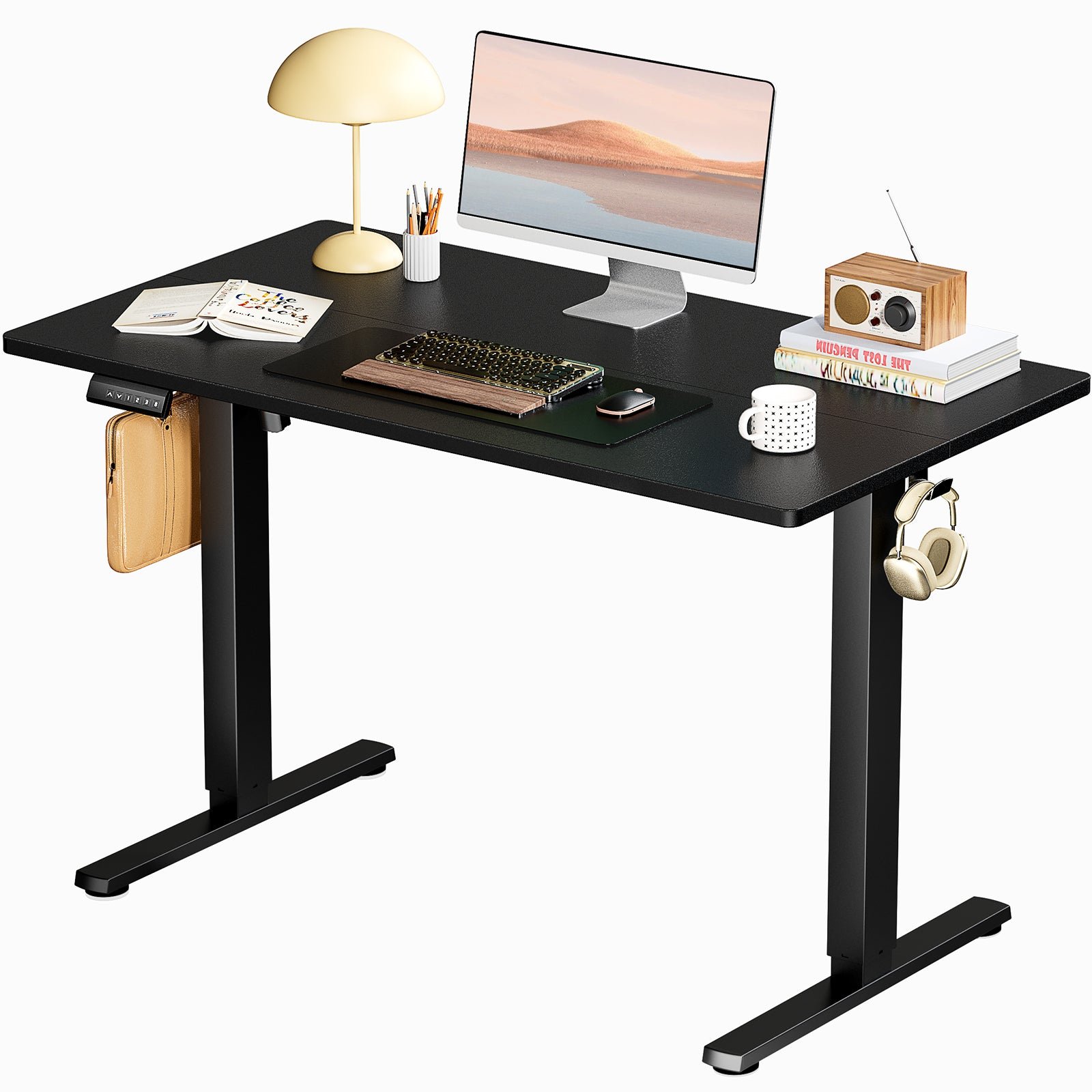 fcj ergonomic height adjustable computer desk comfortable standing or seated workstation