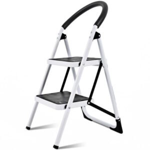 2.75 feet foldable step stool with iron frame and anti slip pedals ottomans & stools product