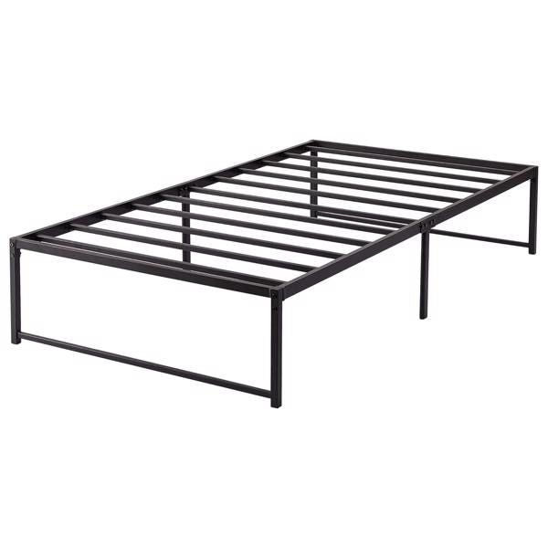 black metal bed frame platform mattress foundation steel slat support easy assembly no box spring needed no weekend shipment
