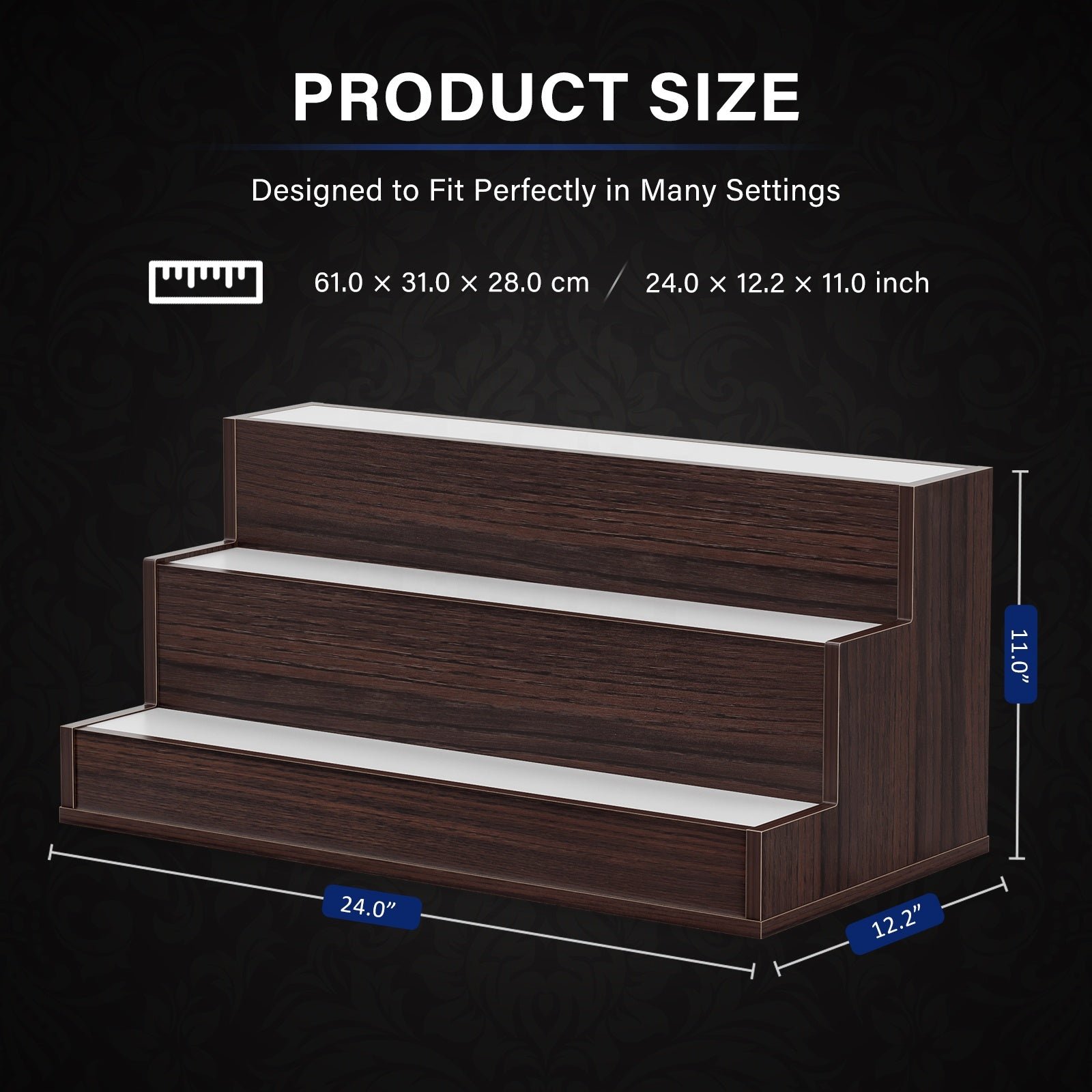 24 inch led lighted liquor bottle display shelf wood panel style bar display shelves