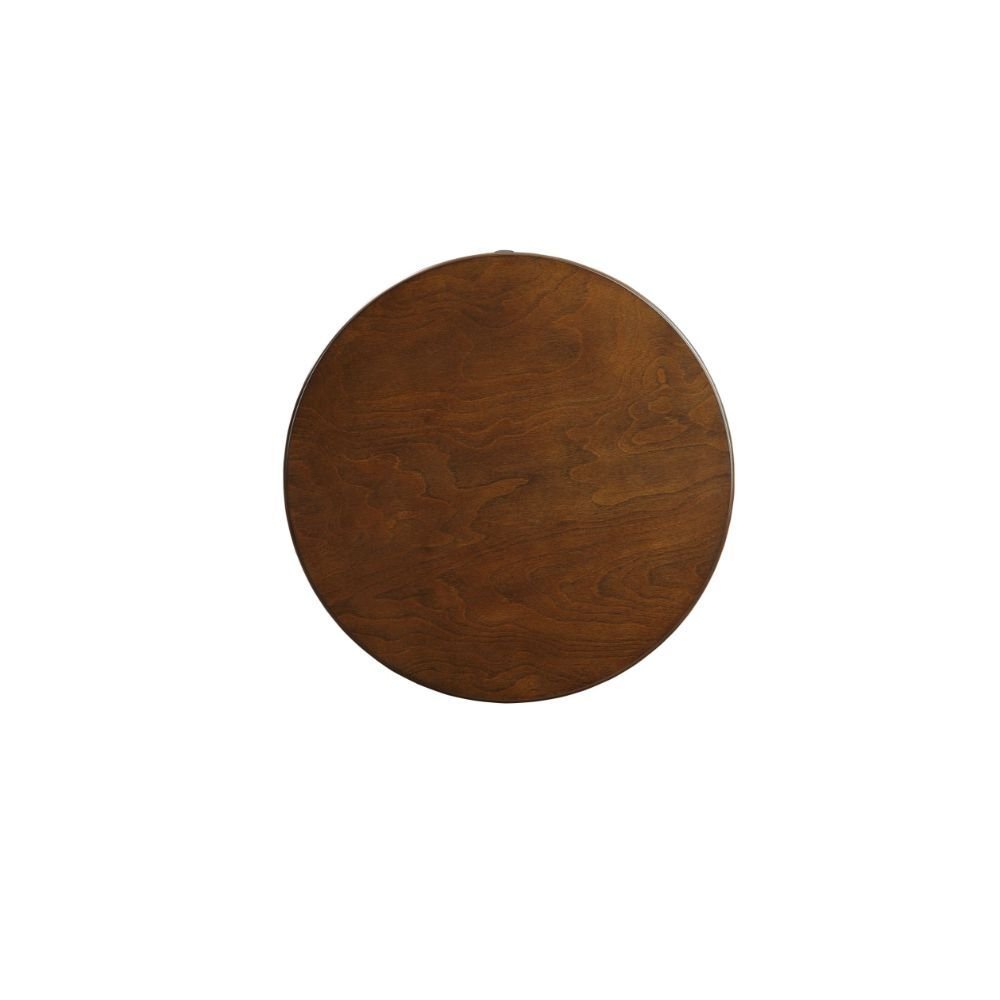 24" hms brown solid wood round end table with shelf for living room cabinets