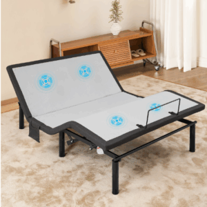 fcj ergonomic queen size metal bed zero gravity base wireless remote control head foot incline nightlight usb ports bed