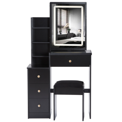 29.2 small size left bedside cabinet makeup vanity table cushioned stool large sliding touch control tri color switching high