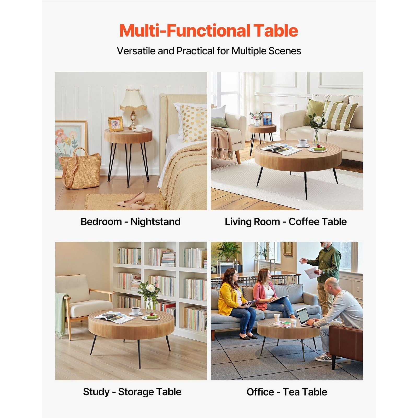 2 piece round coffee table and end table set 31.3 in for living room