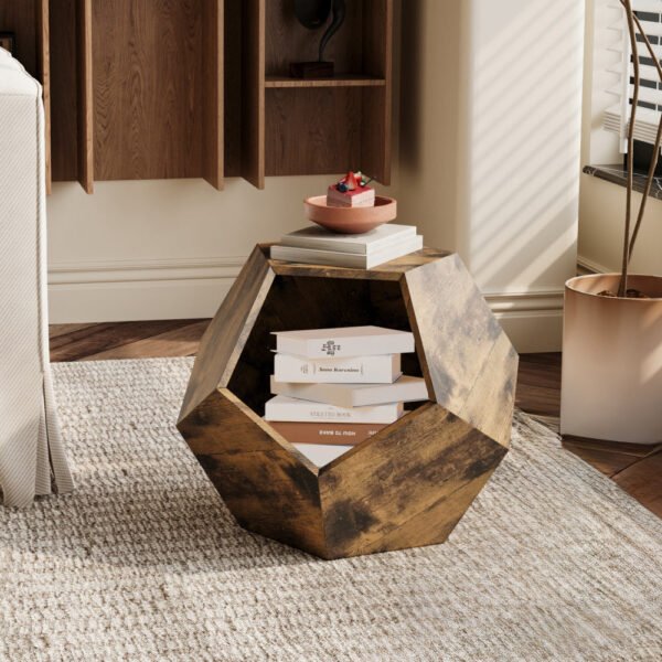 25.98'' shaped modern pet furniture cat carrier side table mdf multi purpose furniture antique wood color