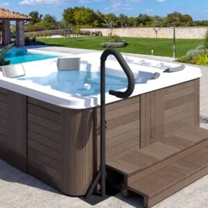 adjustable spa safety hand rail 45 60" high 360° swivel rust proof metal handrails for indoor/outdoor use slide under mount