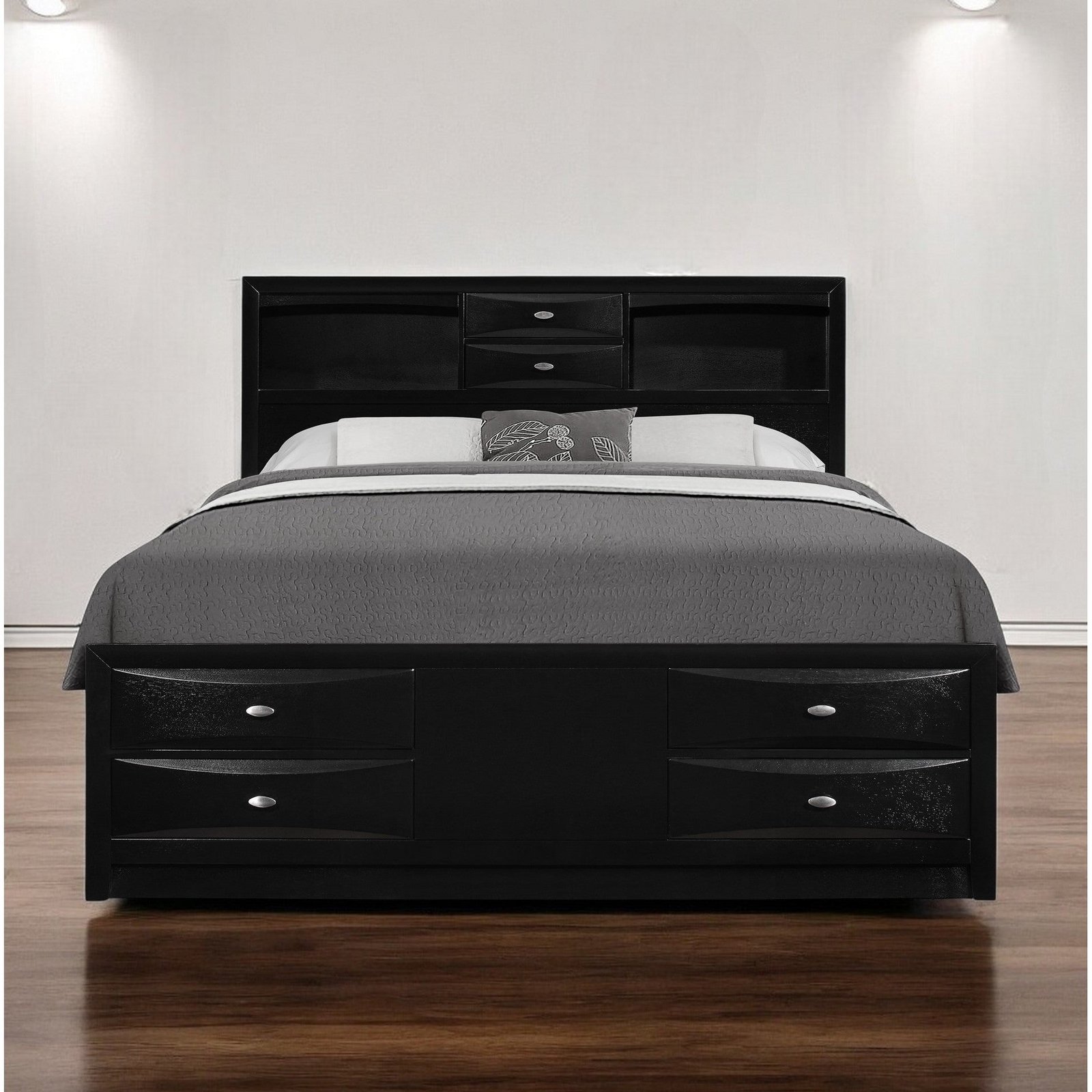 hms black carved abstract solid wood king bed frame with drawers up holstered bed