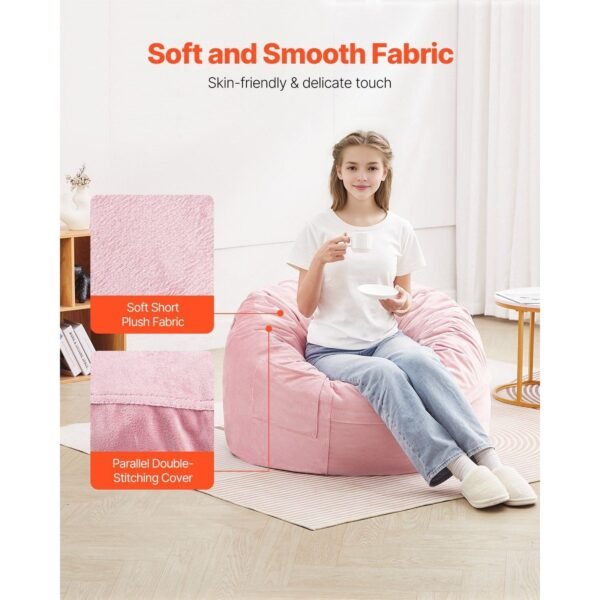 3 feet bean bag chair removable washable cover 25d memory foam soft smooth dutch velvet bean bag sofas for bedroom playroom pink