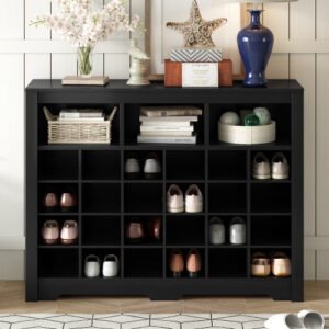 stylish modern 24 compartment shoe cabinet high quality corridor sideboard multifunctional console for bedroom living room black