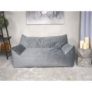 fila velveteen 2 seater oversized bean bag chair with armrests, gray