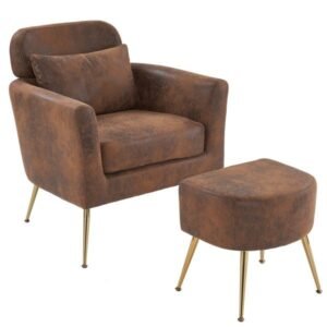 single orange indoor leisure chair half disassembled with gold feet & pedals bronzing cloth for living room