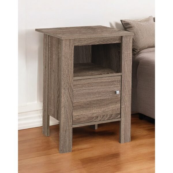 24" deep taupe wood end table with shelf hms living room set