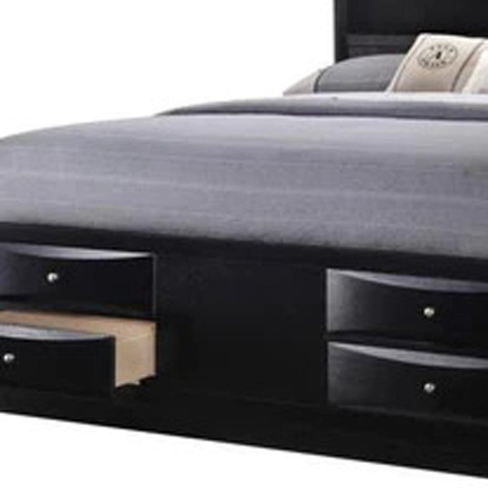 hms black carved abstract solid wood king bed frame with drawers up holstered bed