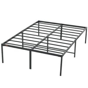 18 inch full metal bed frame heavy duty steel slat support easy assembly noise free box spring not needed 1500 lbs loading
