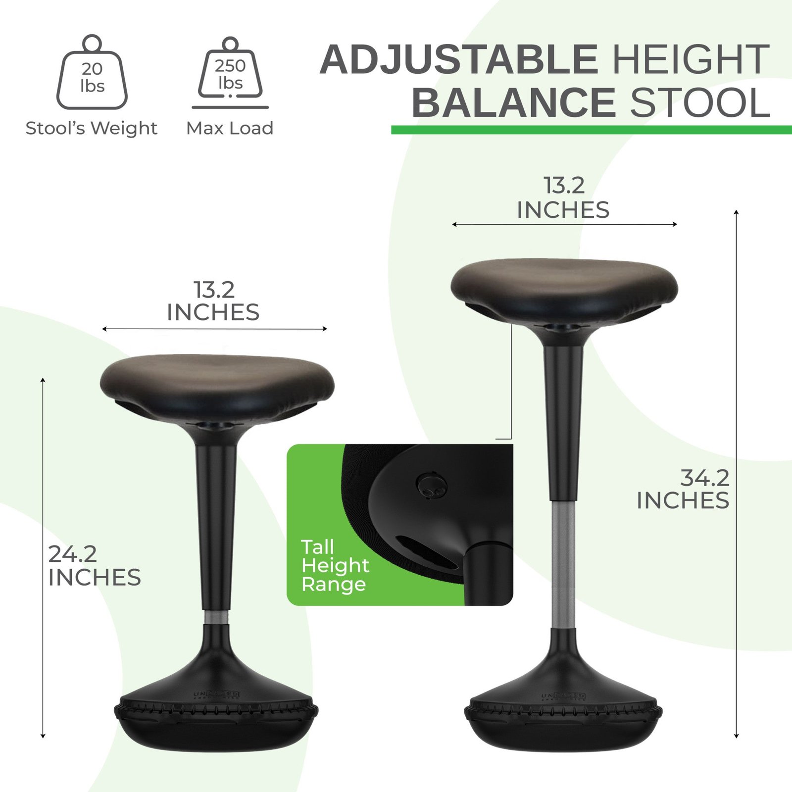 hms black tall triangle seat swivel active balance chair for living room use