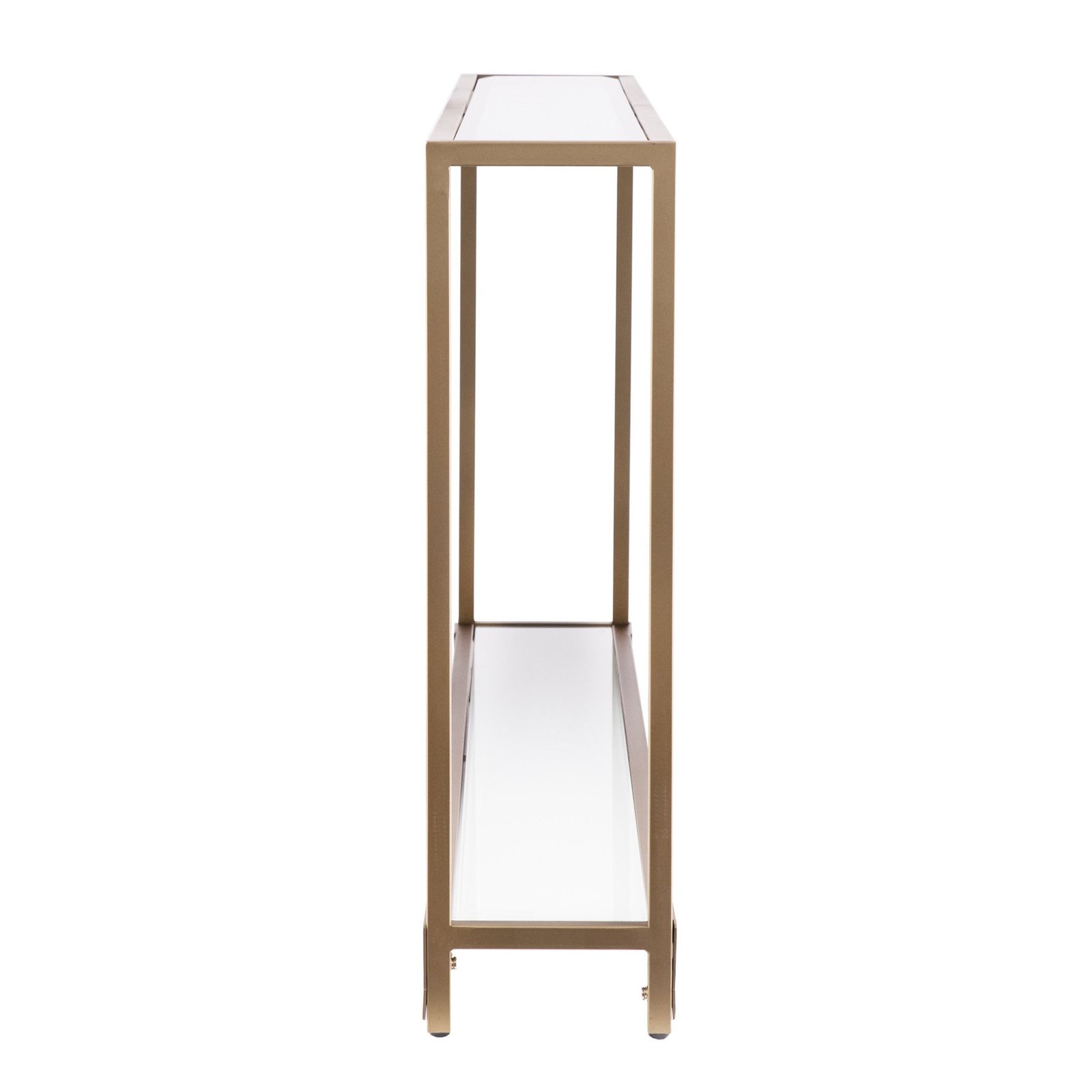 hms 56" clear and gold glass mirrored frame console table with shelves elegant home décor console tables