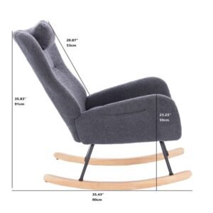 teddy upholstered dark grey nursery rocking chair for living room and bedroom