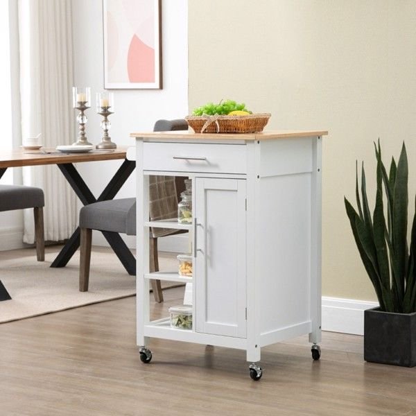 compact white as kitchen island cart on wheels rolling utility trolley for kitchen easy to move storage solution