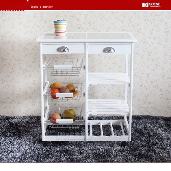 2 drawer 3 basket 3 shelf white kitchen & dining room cart rolling storage rack with wheels replacement code 85659263