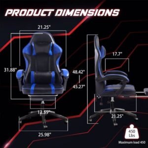 ergonomic pu leather gaming chair footrest reclining gamer office chair comfortable computer chair lumbar support for heavy game