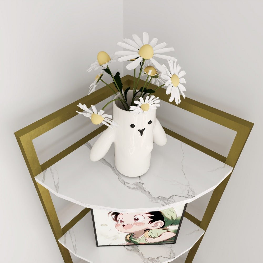 6 tier corner open shelf modern bookcase wood rack freestanding shelving unit,plant album trinket sturdy stand small bookshelf